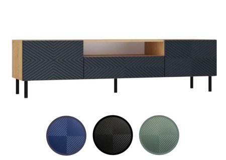 Szafka RTV, Kama, 160x40x43 cm, dąb artisan, granatowy
