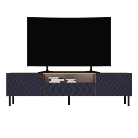 Szafka RTV, Kama, 160x40x43 cm, dąb artisan, granatowy