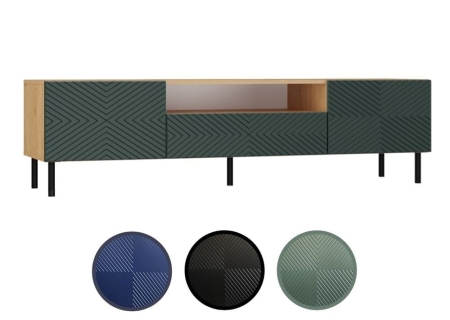 Szafka RTV, Kama, 160x40x43 cm, dąb artisan, zielony