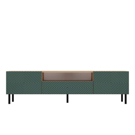 Szafka RTV, Kama, 160x40x43 cm, dąb artisan, zielony