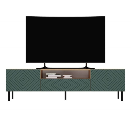 Szafka RTV, Kama, 160x40x43 cm, dąb artisan, zielony