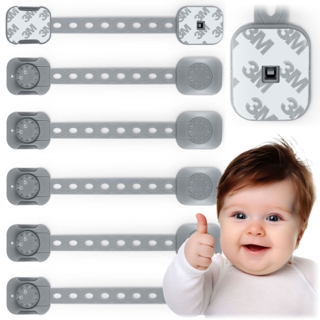 Zabezpieczenie otwierania szafek, szuflad, Ricokids, 6 szt, szary