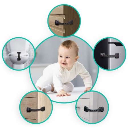 Zabezpieczenie otwierania szafek, szuflad, Ricokids, 6 szt, czarny