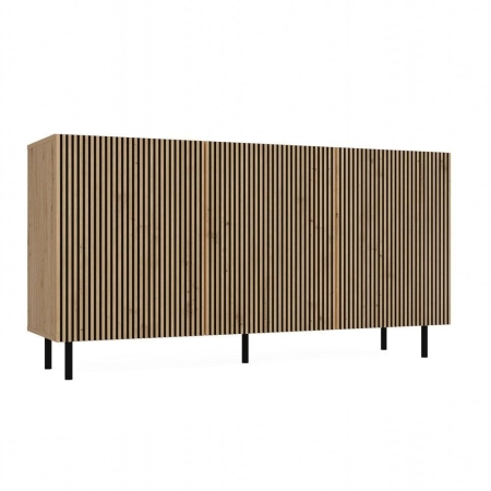 Komoda trzydrzwiowa, slim, Kama, 150x40x78 cm, dąb artisan
