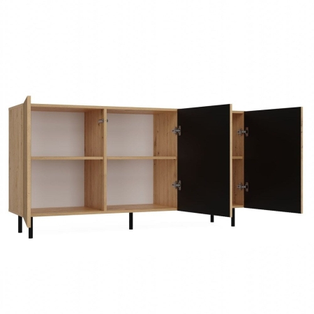 Komoda trzydrzwiowa, slim, Kama, 150x40x78 cm, dąb artisan