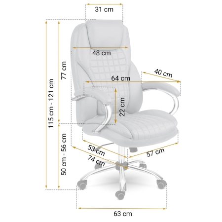 Fotel biurowy, gabinetowy, obrotowy, Batory, jasno szary