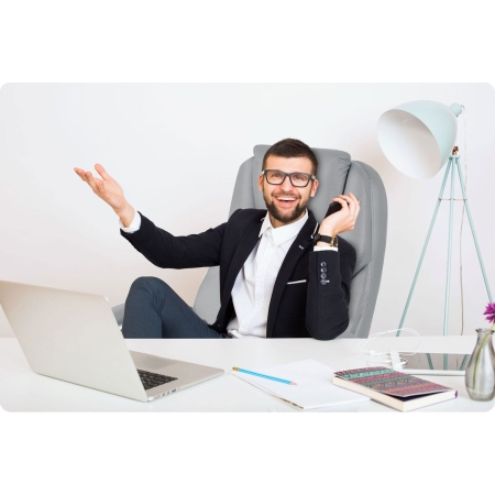 Fotel biurowy, gabinetowy, obrotowy, Batory, jasno szary