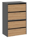Szafka na buty, 4 półki, Modo, 60x36x88 cm, dąb artisan, antracyt, mat