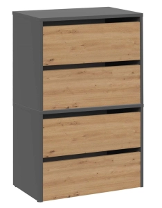 Szafka na buty, 4 półki, Modo, 60x36x88 cm, dąb artisan, antracyt, mat