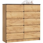 Komoda do salonu, sypialni, STILO, 10 szuflad, 120x40x121 cm, dąb craft, mat