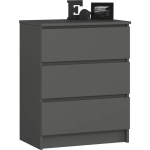 Komoda do sypialni, 3 szuflady, STILO, 60x40x77 cm, grafit szary, mat