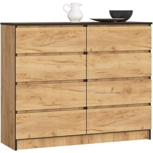 Komoda do salonu, sypialni, STILO, 8 szuflad, 120x40x99 cm, dąb craft, mat