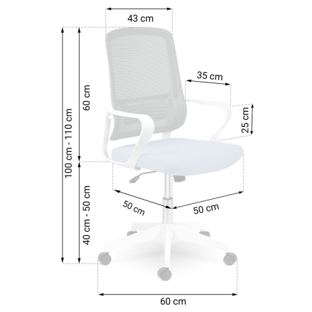 Fotel do pracy w biurze, mikrosiatka, Wizo, niebiesko-biały