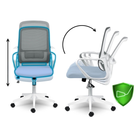 Fotel do pracy w biurze, mikrosiatka, Wizo, niebiesko-biały