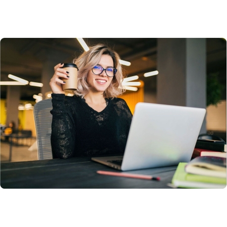 Fotel do pracy w biurze, mikrosiatka, Wizo, niebiesko-biały