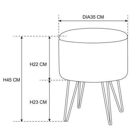 Okrągła pufa z pojemnikiem, AVA, 35x45 cm, niebieski