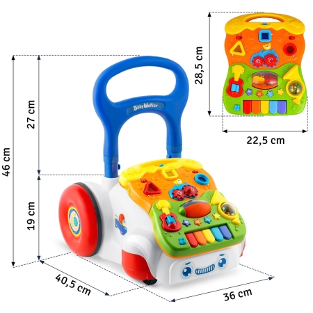 Chodzik edukacyjny z muzyką, 2w1, Ricokids, biały