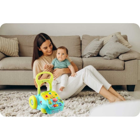 Chodzik edukacyjny z muzyką, 2w1, Ricokids, turkusowy