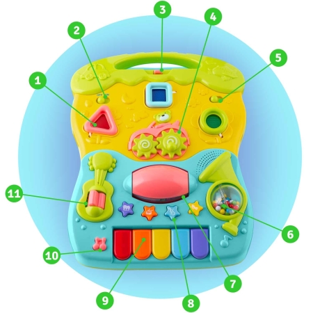 Chodzik edukacyjny z muzyką, 2w1, Ricokids, turkusowy