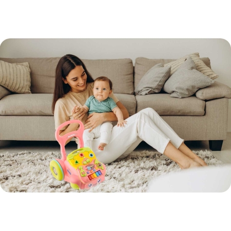 Chodzik edukacyjny z muzyką, 2w1, Ricokids, różowy
