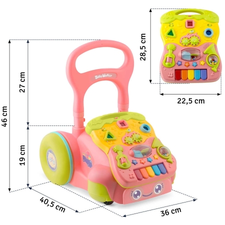 Chodzik edukacyjny z muzyką, 2w1, Ricokids, różowy
