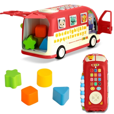 Zabawka edukacyjna, autobus, Ricokids, czerwony
