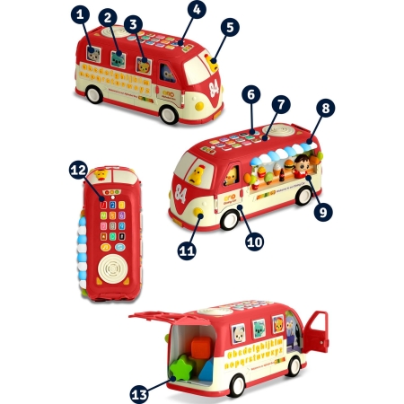 Zabawka edukacyjna, autobus, Ricokids, czerwony