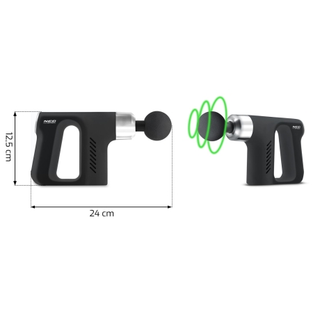 Pistolet do masażu ciała, 5 nakładek, Neo-sport, czarny