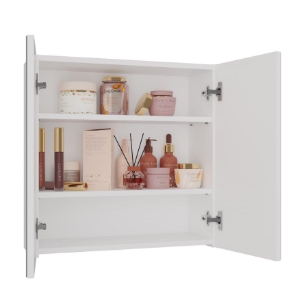 Szafka łazienkowa, wisząca, lustro, Pola, 60x22x60 cm, biały, mat