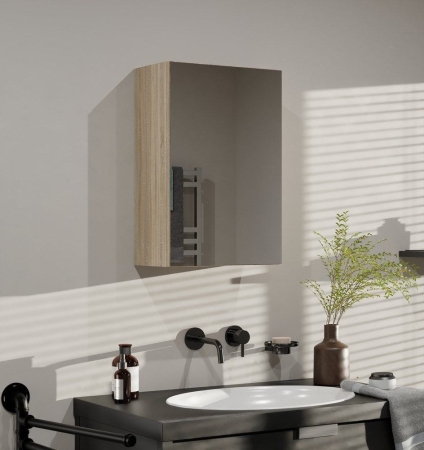 Szafka łazienkowa, wisząca, lustro, Pola, 60x22x60 cm, dąb sonoma, mat