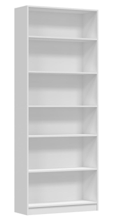 Szeroki regał z półkami, Pafos, 81x29x200 cm, biały, mat