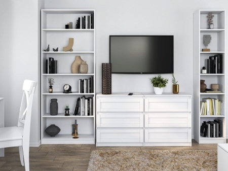 Szeroki regał z półkami, Pafos, 81x29x200 cm, biały, mat