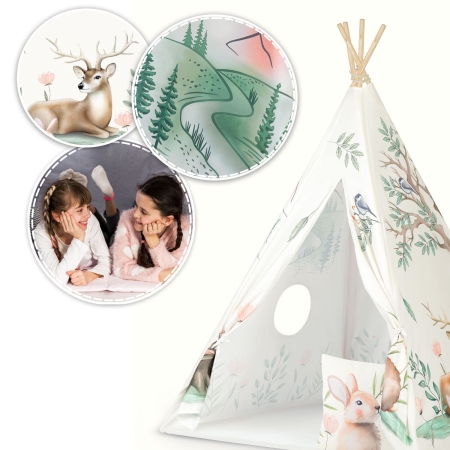 Namiot tipi dla dzieci, Nukido, 114x114x165 cm, beżowy