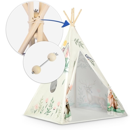 Namiot tipi dla dzieci, Nukido, 114x114x165 cm, beżowy