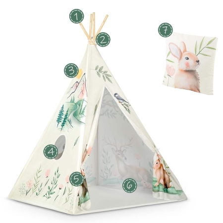 Namiot tipi dla dzieci, Nukido, 114x114x165 cm, beżowy