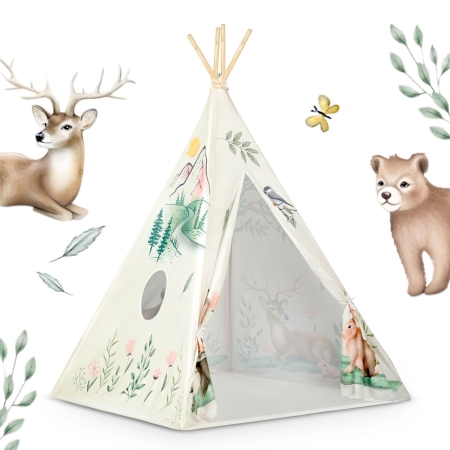 Namiot tipi dla dzieci, Nukido, 114x114x165 cm, beżowy