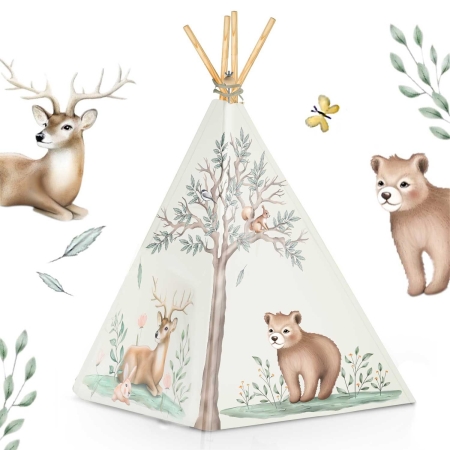 Namiot tipi dla dzieci, Nukido, 114x114x165 cm, beżowy