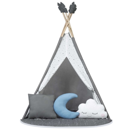 Namiot tipi dla dzieci z matą, Nukido, 116x116x165 cm, szary
