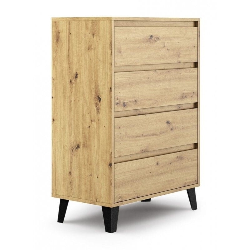 Przejdź do produktu Szafka z szufladami, komoda, Scandi, 70x39x100 cm, dąb artisan, mat