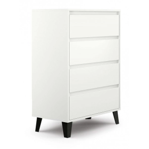 Szafka z szufladami, komoda, Scandi, 70x39x100 cm, biały, mat