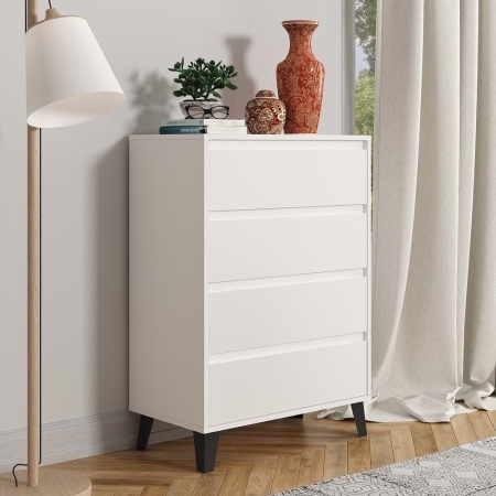 Szafka z szufladami, komoda, Scandi, 70x39x100 cm, biały, mat