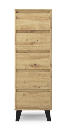 Wąska komoda do sypialni, Scandi, 40x39x121 cm, dąb artisan, mat