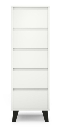 Wąska komoda do sypialni, Scandi, 40x39x121 cm, biały, mat