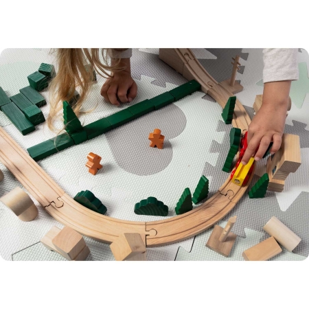 Mata piankowa, puzzle, 16 szt, Ricokids, 151x151 cm, szaro-miętowy