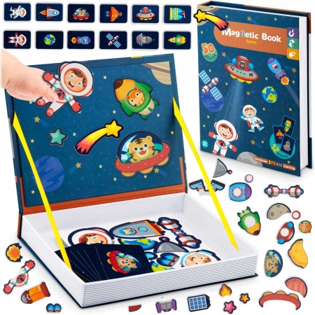 Książka magnetyczna, puzzle, kosmos, Ricokids