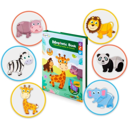 Książka magnetyczna, puzzle, zwierzątka, Ricokids