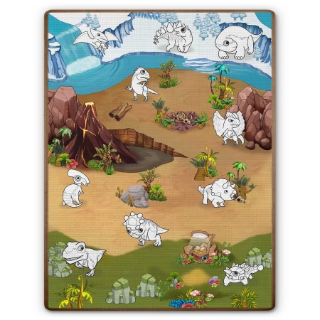 Mata piankowa do kolorowania, zwijana, Ricokids, 120x90 cm, zielony, brązowy