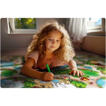 Mata piankowa do kolorowania, zwijana, Ricokids, 200x120 cm, zielony
