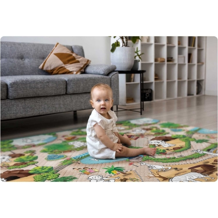 Mata piankowa do kolorowania, zwijana, Ricokids, 200x120 cm, zielony