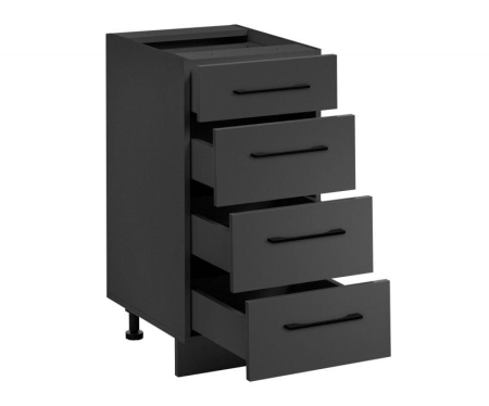 Szafka do kuchni, 4 szuflady, Frida, 40x45x81 cm, szary grafit, mat